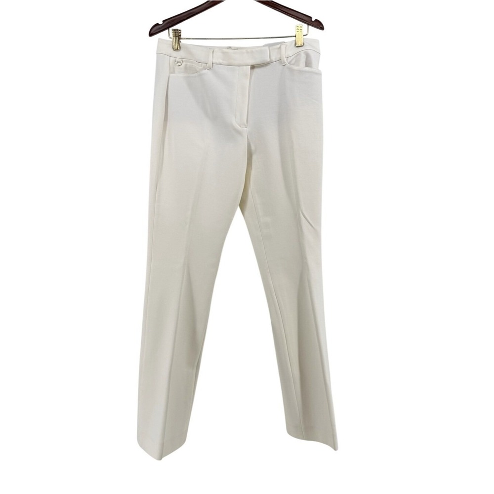 NWT White House Black Market Effortless Slim Boot Ponte Pants Ecru 10R Office